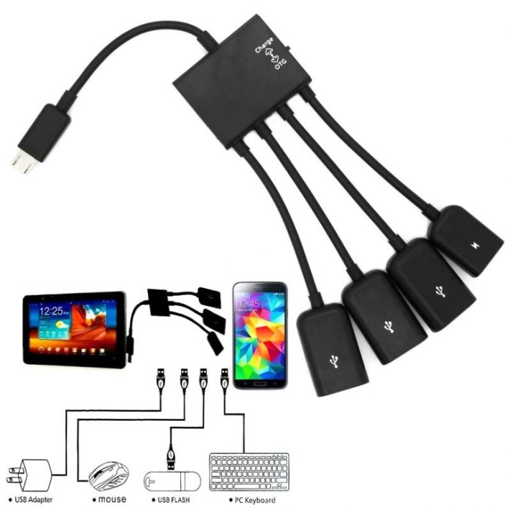 4 Port Micro USB OTG Power Charging Hub Cable Splitter Connector Adapter in Pakistan