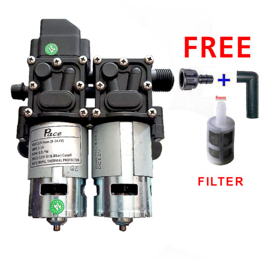 12V 120W 200 PSI High Pressure Mist Agricultural Spray Micro Diaphragm Water Double Pump