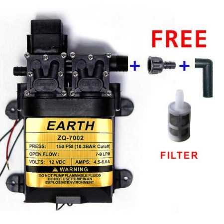 12V 120W 150 PSI High Pressure Mist Agricultural Spray Micro Diaphragm Water Double Pump